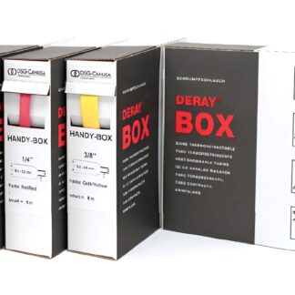 Universal thin wall heat shrinkable tube on small reels in a dispenser box DERAY Handybox